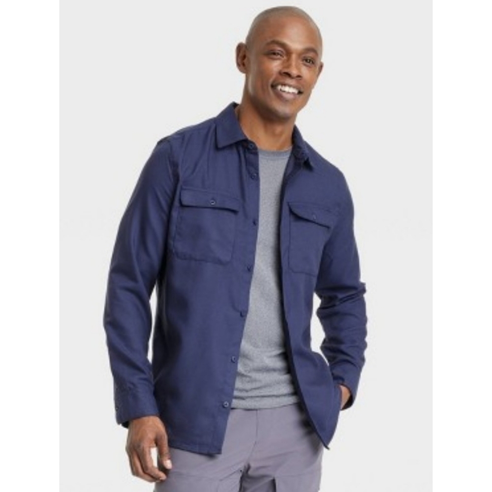 All in Motion Long sleeve Button up Flannel shirt Navy Size S